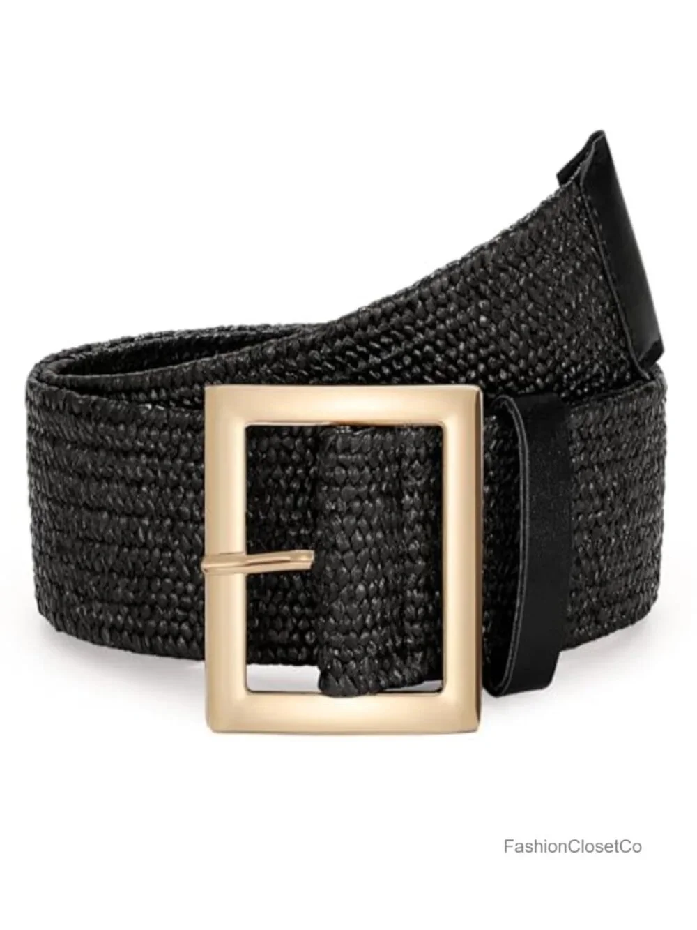 Women's Straw Woven Elastic Belt - Stretchy Rattan Waistband Braided Boho Belt